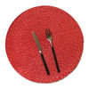 2 PCS PP Round Oval Woven Placemat, Size:Diameter 36cm(Red)