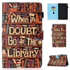 For Amazon Kindle Fire HD 8 Colored Drawing Stitching Horizontal Flip Leather Case, with Holder & Card Slots(Library)