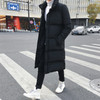 Mens Long Down Jacket Coat Winter Parkas Thick Warm Slim Fit Male Overcoat, Size:XXL(Black)