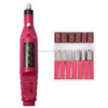 1 Set Power Professional Electric Manicure Machine Pen Pedicure Nail File Nail Tools 6 bits Drill Nail Drill Machine(EU Rose Red)