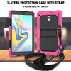 Shockproof PC + Silica Gel Protective Case for Galaxy Tab A 10.5 T590, with Holder & Shoulder Strap (Rose Red)