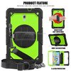Shockproof Black Silica Gel + Colorful PC Protective Case for Galaxy Tab A 10.5 T590, with Holder & Shoulder Strap & Hand Strap & Pen Slot (Green)