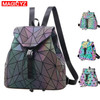 Women Laser Luminous Backpack School Hologram Geometric Fold Student School Bags, Size:36x13x32cm(Luminous round)