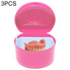 3 PCS Portable Partial Denture Storage Box Teeth Care Case Dental Tray Box(Pink)