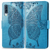 Butterfly Love Flowers Embossing Horizontal Flip Leather Case for Galaxy A50, with Holder & Card Slots & Wallet & Lanyard (Blue)