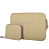 15.4 inch Denim Fashion Zipper Linen Waterproof Sleeve Case Bag for Laptop Notebook, with A Small Bag for Mouse(Khaki)
