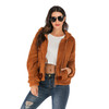 Casual Fleece Coat Solid Color Loose Hooded Woolen Coat (Color:Camel Size:S)