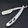 Hairdresser Vintage Razor Stainless Steel Double-sided Blade Holder Haircut Shaved Eyebrow Knife Holder(Silver)