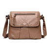 Women Messenger Bags Soft Washed PU Leather Bag Fashion Female Purses and Handbag 25cmX3cmX22cm(Khaki)