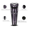 Voltage Universal Fit  Water Proof Triple Double Ring Rotary Blade Shaving Head Electric Rechargeable Shaver For Men, US Plug(Black+Purple)