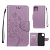 For iPhone 11 Butterfly Flower Pattern Horizontal Flip Leather Case with Holder & Card Slots & Wallet(Light Purple)