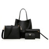 4 in1 Women Leather Handbag+Crossbody Bag+Messenger Bag+Card Package Capacity Crossbody Bag(black)