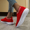 Large Size The Trend Of Women Shoes Wild Sports Leisure Flying Running Shoes, Shoe Size:36(Red)