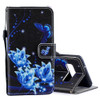 Blue Flower Pattern Horizontal Flip Leather Case for Galaxy S10, with Holder & Card Slots & Wallet