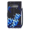 Blue Flower Pattern Horizontal Flip Leather Case for Galaxy S10, with Holder & Card Slots & Wallet