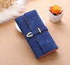 Women Purse Thread Plaid Leather Fashion Design With Polyester Phone Bag Long Slim Ladies Wallet(Blue)