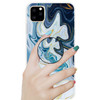 3D Marble Soft Silicone TPU Case Cover with Bracket for iPhone 11 Pro(Golden Line Blue)