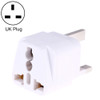 Portable Universal Socket to UK Plug Power Adapter Travel Charger with Fuse(White)