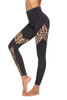 Sexy Stitching Exposed Flesh Yoga Leggings (Color:Brown Size:L)