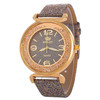 FULAIDA Women Rhinestone Gold Powder PU Leather Strap Quartz Watch(Grey)