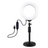 PULUZ Round Base Desktop Mount + 6.2 inch 3 Modes USB Dimmable LED Ring Vlogging Video Light, Adjustable Height: 18cm-28cm