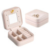 Macaron Small Jewelry Box Rings and Earrings Mirrored Travel Storage Case(Light Pink)