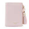 Brief Design Bifold Tassel Women Wallet PU Leather Short Credit Card Holder Purse(Pink)