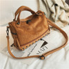 Women Top-handle Bags with Rivets Leather Shoulder Bag Large Capacity Vintage Tote Bags(Brown)