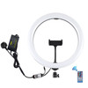 PULUZ 12 inch RGB Dimmable LED Ring Vlogging Selfie Photography Video Lights with Cold Shoe Tripod Ball Head & Phone Clamp(UK Plug)
