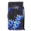 Blue Flower Pattern Horizontal Flip Leather Case for Galaxy S10e, with Holder & Card Slots & Wallet