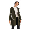 Double Pocket Long Hooded Warm Thick Woolen Coat for Women (Color:Army Green Size:L)