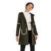 Double Pocket Long Hooded Warm Thick Woolen Coat for Women (Color:Army Green Size:XL)