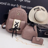 PU Leather Double Shoulders School Bag Travel Backpack Bag (Pink)