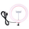 PULUZ 10.2 inch 26cm USB 10 Modes 8 Colors RGBW Dimmable LED Ring Vlogging Photography Video Lights with Cold Shoe Tripod Ball Head & Phone Clamp(Pink)