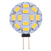 G4 12 LEDs SMD 5730 360LM 2800-3200K Round Shape Stepless Dimming Energy Saving Light Pin Base Lamp Bulb, DC 12V (Warm White)