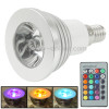 E14 3W RGB Flash LED Light Bulb, Luminous Flux: 240-270lm, with Remote Controller, AC 85-265V