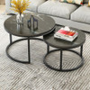 Two-in-one Coffee Table Wrought Iron Table Simple Modern Combination Small Round Table(Black Marble)