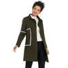 Contrast Thickened Woolen Coat Lapel for Women (Color:Army Green Size:M)