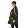Contrast Thickened Woolen Coat Lapel for Women (Color:Army Green Size:L)