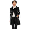 Contrast Thickened Woolen Coat Lapel for Women (Color:Black Size:M)