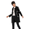 Contrast Thickened Woolen Coat Lapel for Women (Color:Black Size:XL)