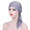 Curved Two Tail Wrap Cap Turban Hat, Size:M (56-58cm)(Gray)