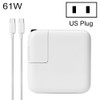 61W Type-C Power Adapter Portable Charger with 1.8m Type-C Charging Cable, US Plug, For MacBook, Xiaomi, Huawei, Lenovo, ASUS and other Laptops (White)