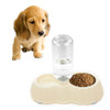 Pumpkin Shape Dog Cat Food Dish + Drinking Water Double Bowls with Automatic Water Dispenser, Size: L(White)