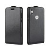 R64 Texture Single Fold Vertical Flip Leather Case for Motorola One (P30 Play), with Card Slots & Wallet(Black)