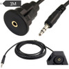 1m Car Truck Dashboard Flush Mount 3.5mm 1/8 AUX Audio Jack Extension Cable Kit(Black)
