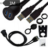 1m Flush Mount USB 3.0 Dock Car Ship Motorcycle Dashboard Panel Male to Female Data Waterproof Extension Cord(Black)