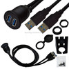 1m Flush Mount USB 3.0 Dock Car Ship Motorcycle Dashboard Panel Male to Female Data Waterproof Extension Cord(Black)