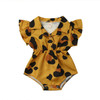 Summer Female Babies Stand-up Collar Short-sleeved Jumpsuit Romper, Kid Size: 70CM(Yellow)