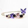 Vintage Female Pins and Brooches Collar Lapel Pins Badge Flower Rhinestone Brooch Jewelry(butterfly purple)